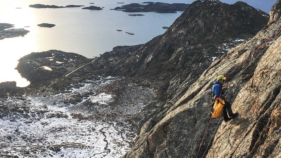Permafrost research in mountain near Sisimiut.